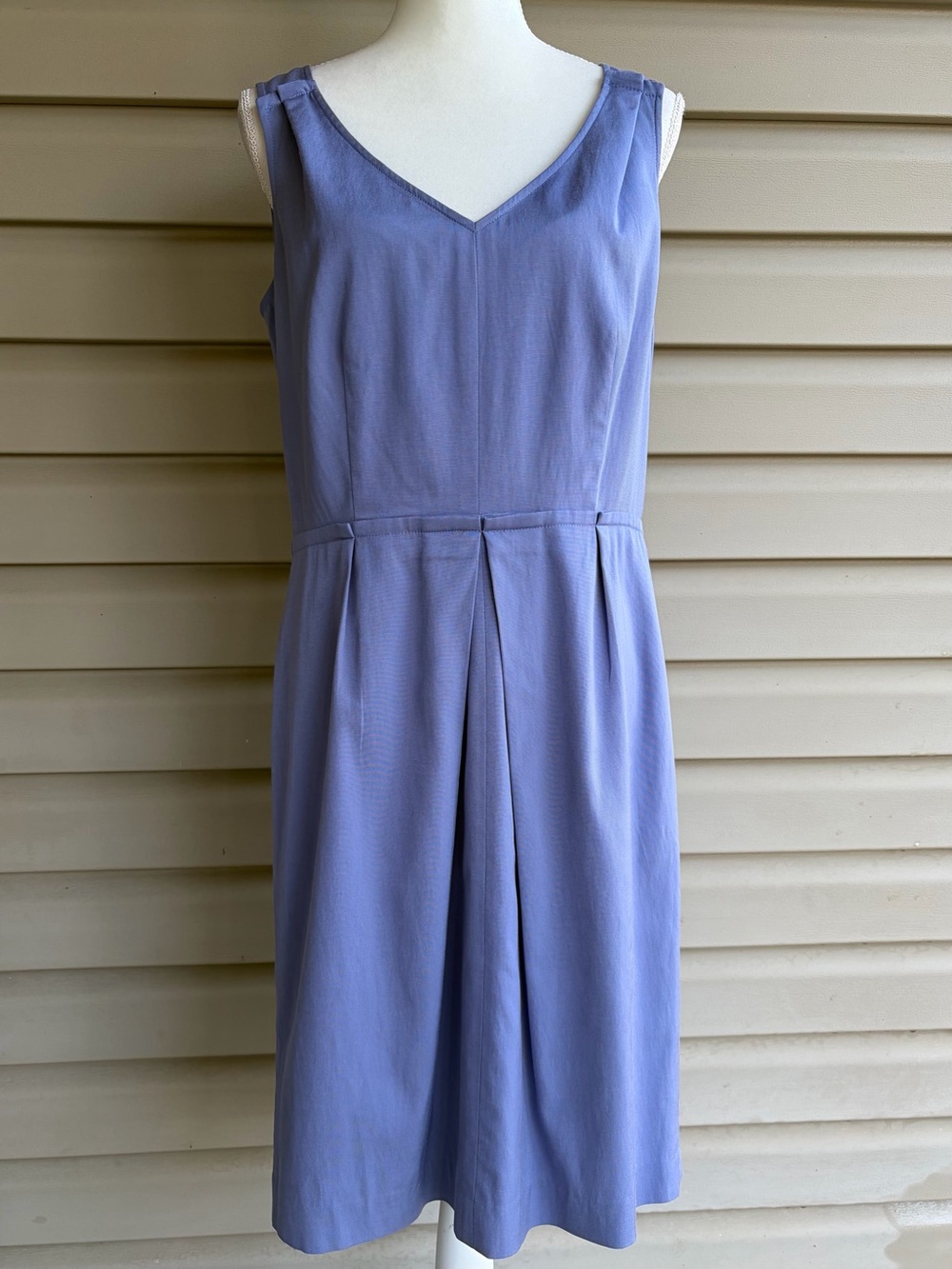 •Talbots• Periwinkle Blue Double V-Neck Fit & Flare Dress - Size 12
